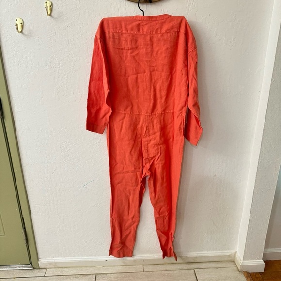 Outerknown Retrograde Linen Sunset Orange Pink Jumpsuit XS - Picture 8 of 11